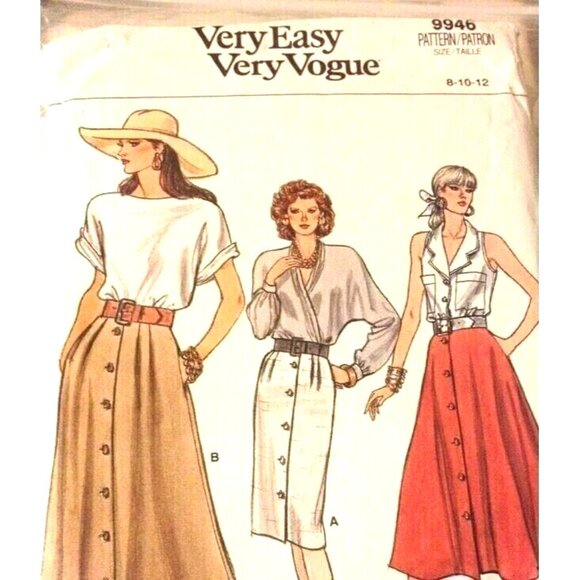 Sewing Pattern Vogue 9946 Misses Skirts Sizes 8-10-12 Vintage U/C - Picture 4 of 6
